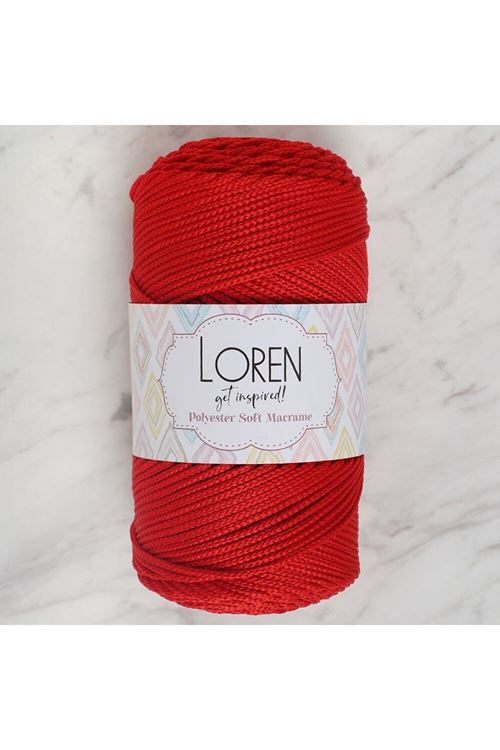 Loren Polyester Soft Macrame Kırmızı El Örgü İpi - LM019 - 34432
