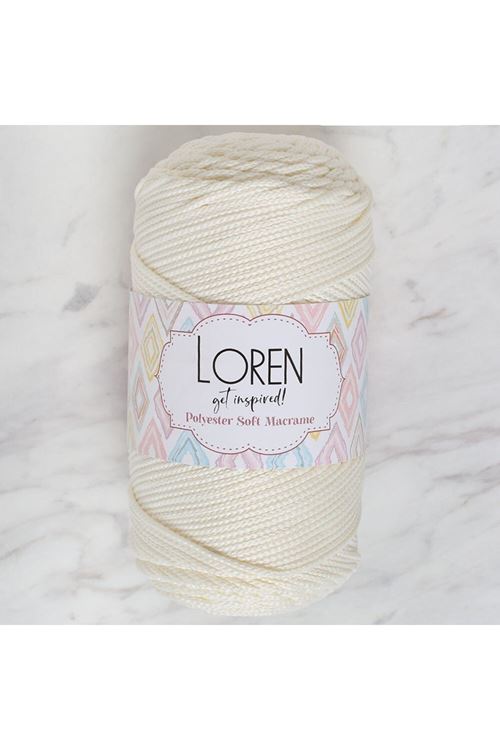 Loren Polyester Soft Macrame Krem El Örgü İpi - LM003 - 34427