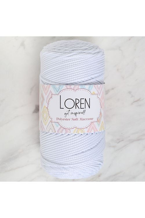 Loren Polyester Soft Macrame Optik Beyaz El Örgü İpi - LM001 - 34426