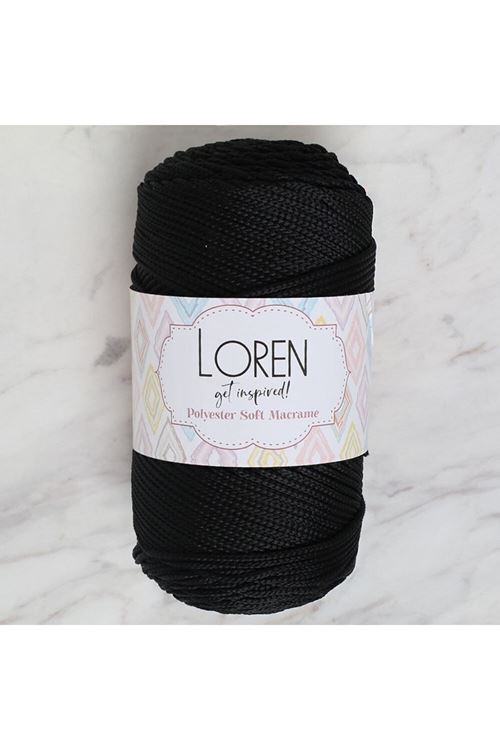 Loren Polyester Soft Macrame Siyah El Örgü İpi - LM040 - 34445