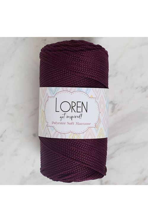 Loren Polyester Soft Macrame Patlıcan Moru El Örgü İpi - LM038 - 34443