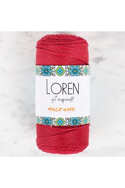 Loren Macrame Koyu Kırmızı El Örgü İpi - RM 0105 - 34345