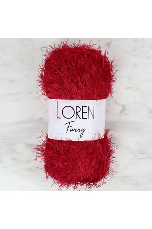 Loren Furry Koyu Kırmızı El Örgü İpi - RF024 - 34052