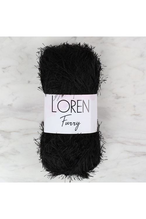 Loren Furry Siyah El Örgü İpi - RF1001 - 34066