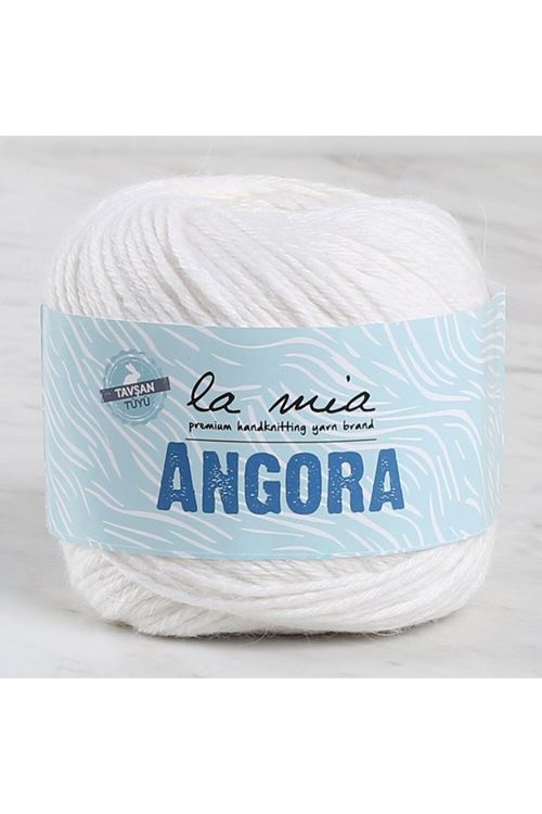 La Mia Angora 50gr Beyaz El Örgü İpi - L001 - 33804