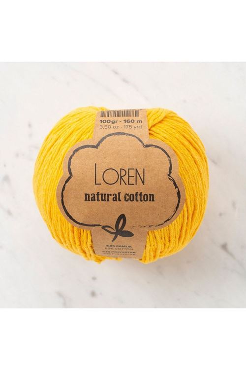 Loren Natural Cotton Hardal Sarı El Örgü İpi - R002 - 33919