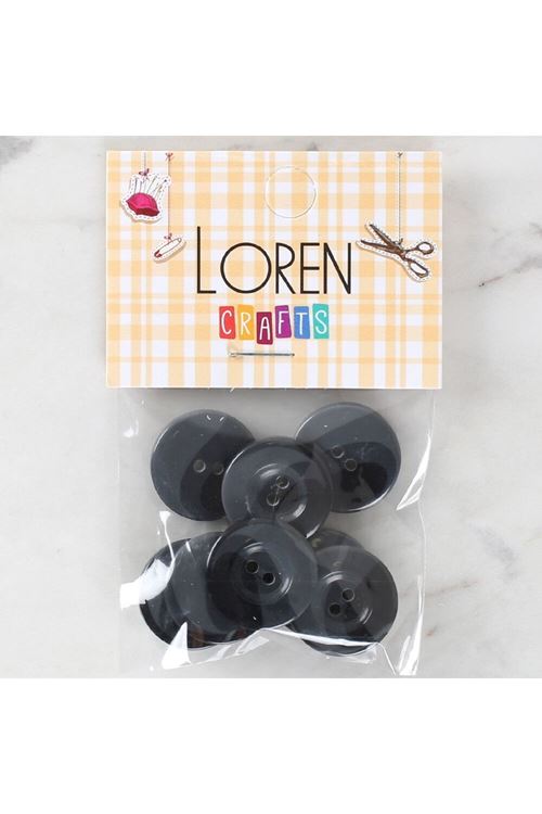 Loren Crafts 8'li Düğme Koyu Gri - 1122