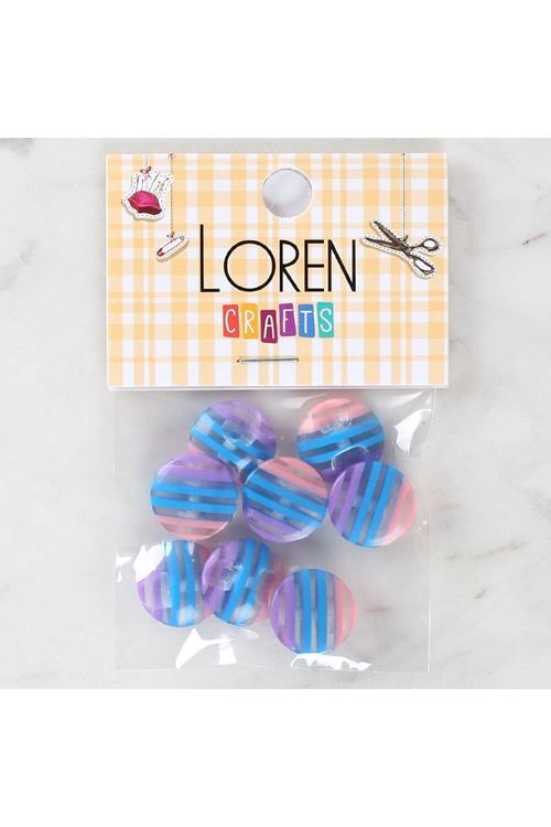 Loren Crafts 8'li Desenli Düğme - 1091