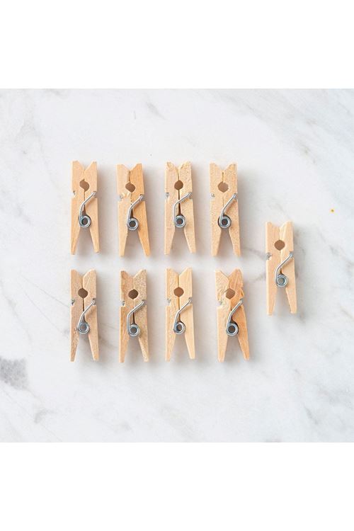 Loren 10 lu Natural Mini Ahşap Mandal