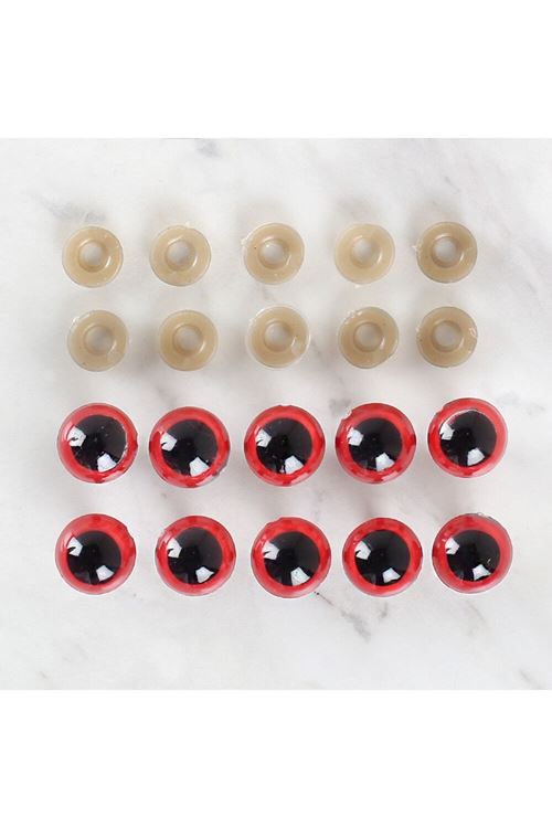 Loren 14 mm Kırmızı 5 Çift Amigurumi Göz