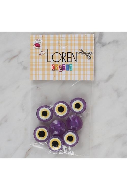 Loren Crafts mor 8 li nazar boncuğu düğme - 169