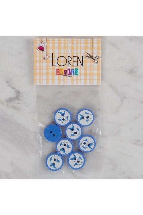 Loren Crafts koyu mavi 8 li balık düğme - 576