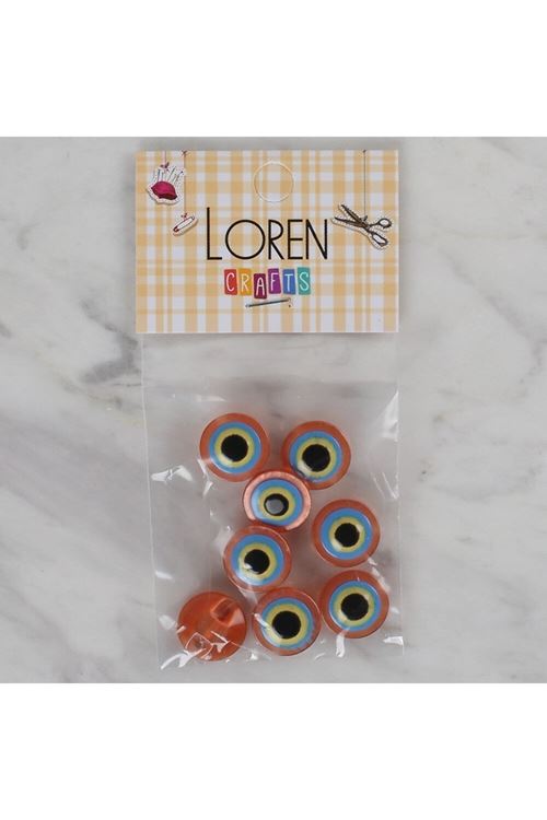 Loren Crafts turuncu 8 li nazar boncuğu düğme - 16
