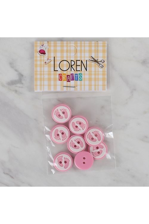 Loren Crafts pembe 8 li ayak izi düğme - 436