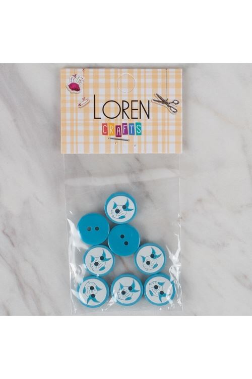 Loren petrol mavi 8 li balık düğme - 577