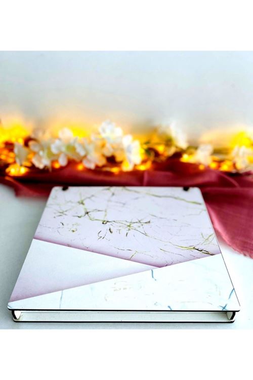 Ahşap Kutulu Ahşap Defter Kalem Seti - Pembe2