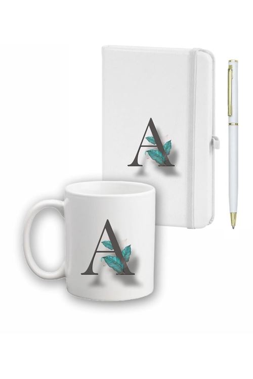 Yaprak Desen Ajanda, Kupa Ve Kalem Seti