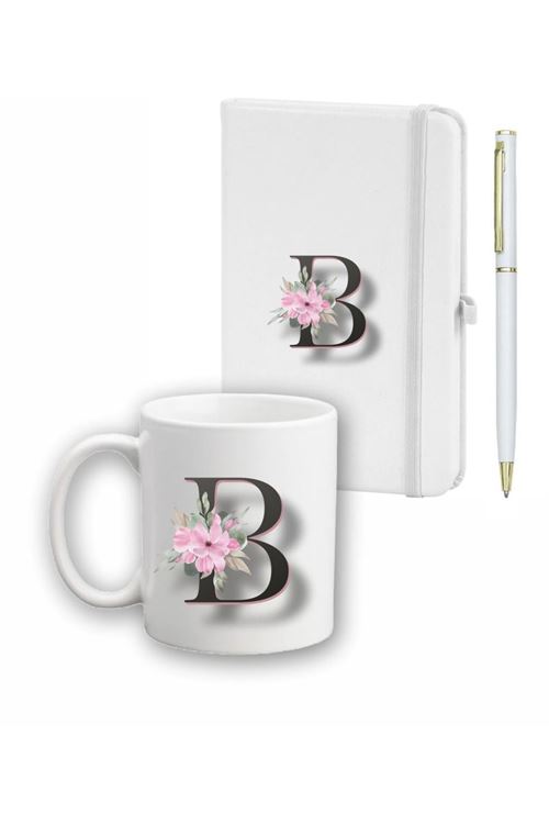 Çiçek Desen Ajanda, Kupa Ve Kalem Seti