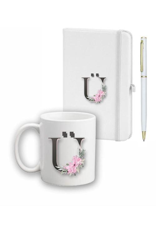 Çiçek Desen Ajanda, Kupa Ve Kalem Seti