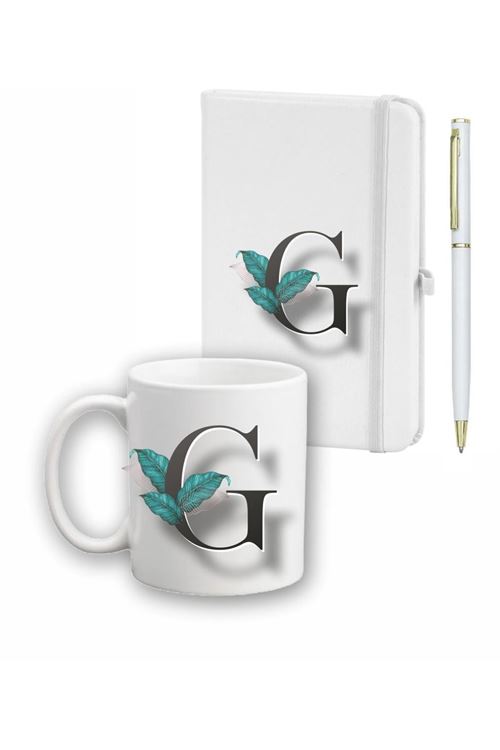 Yaprak Desen Ajanda, Kupa Ve Kalem Seti