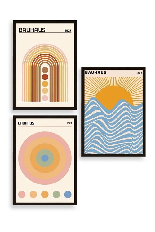 Bauhaus Üçlü Ahşap Çerçeveli Tablo 50 x 70