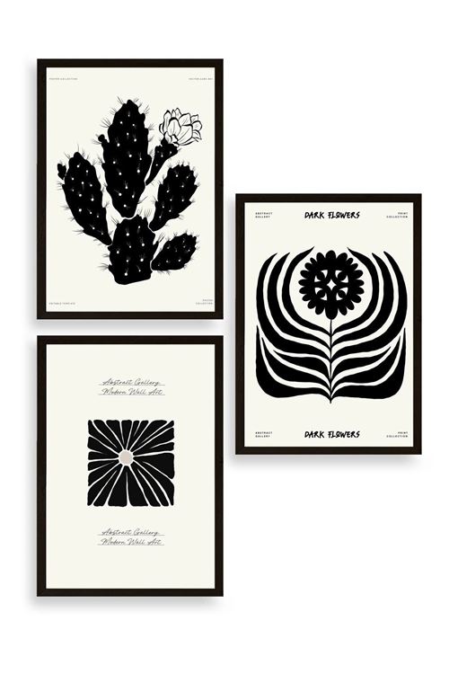 Modern Üçlü Ahşap Çerçeveli Tablo 40 x 60