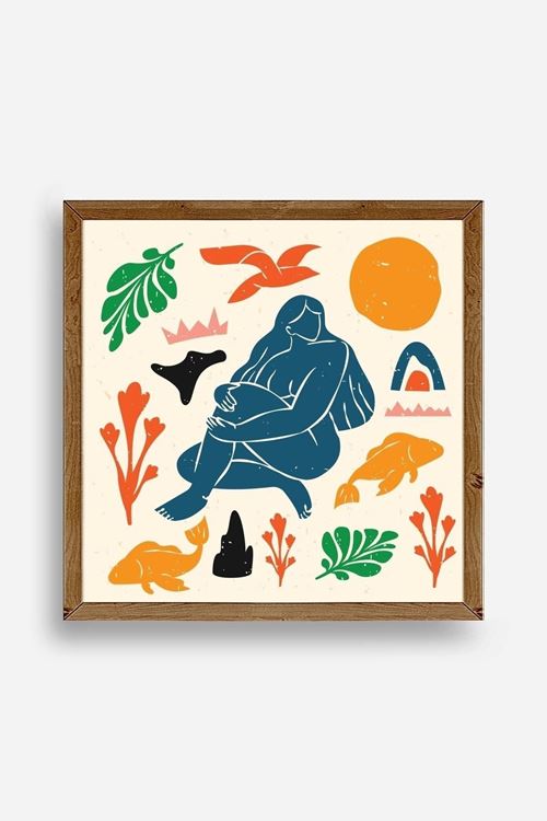 Kadın Ahşap Çerçeveli Tablo 42 x 42