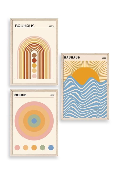 Bauhaus Üçlü Ahşap Çerçeveli Tablo 40 x 60