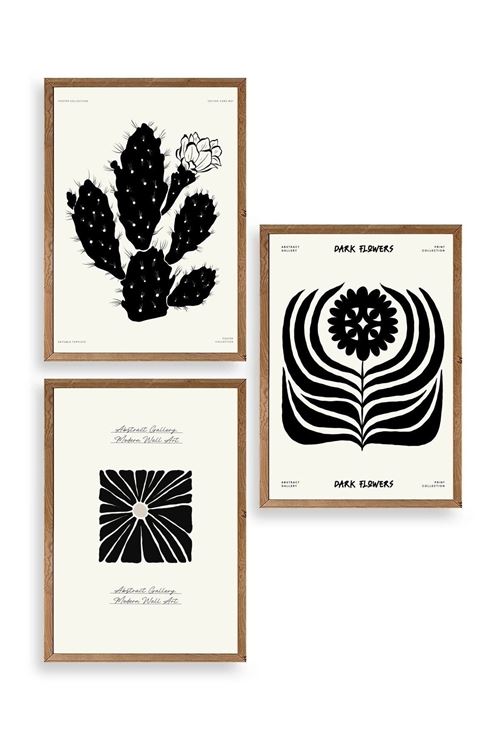 Modern Üçlü Ahşap Çerçeveli Tablo 50 x 70