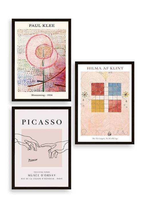 Ünlü Tablolar Üçlü Ahşap Çerçeveli Tablo 40 x 60