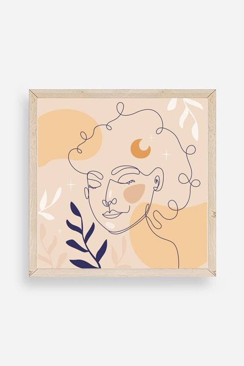 Kadın Ahşap Çerçeveli Tablo 23 x 23