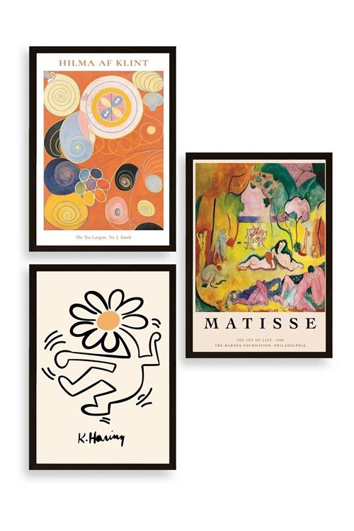 Ünlü Tablolar Üçlü Ahşap Çerçeveli Tablo 50 x 70