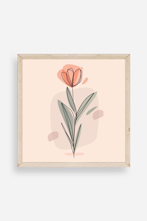 Çiçek Ahşap Çerçeveli Tablo 50 x 50