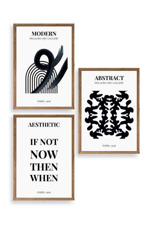 Modern Üçlü Ahşap Çerçeveli Tablo 30 x 40