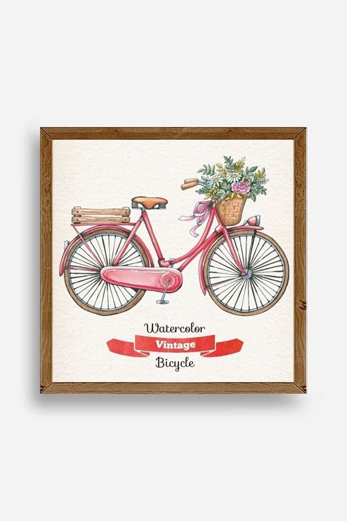 Bisiklet Ahşap Çerçeveli Tablo 42 x 42