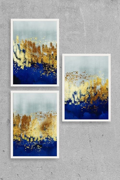 Soyut Üçlü Ahşap Çerçeveli Tablo 30 x 40