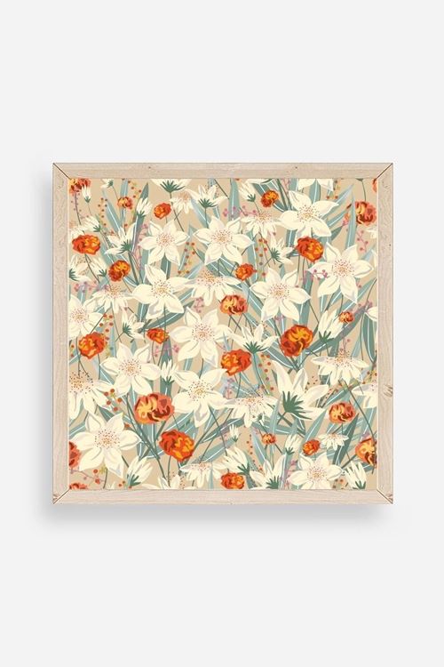 Çiçek Ahşap Çerçeveli Tablo 50 x 50