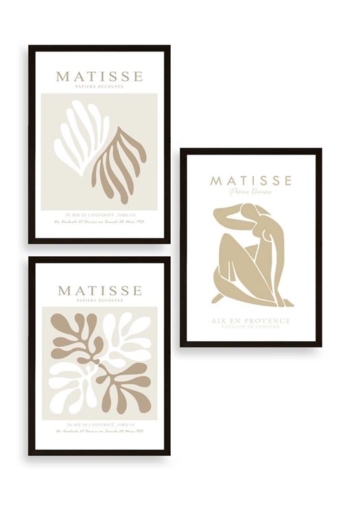 Matisse Üçlü Ahşap Çerçeveli Tablo 40 x 60