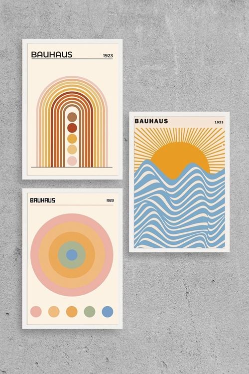 Bauhaus Üçlü Ahşap Çerçeveli Tablo 50 x 70