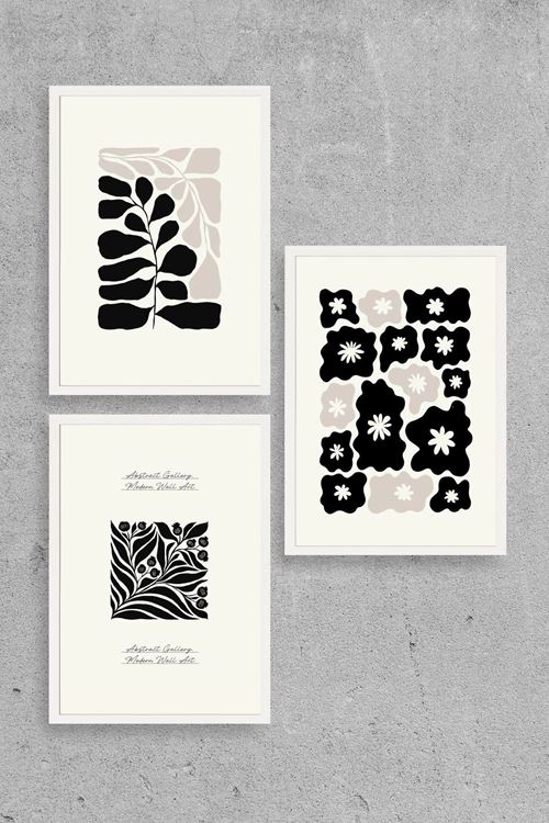 Modern Üçlü Ahşap Çerçeveli Tablo 50 x 70