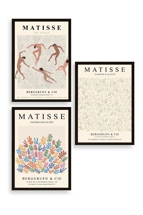 Matisse Üçlü Ahşap Çerçeveli Tablo 50 x 70