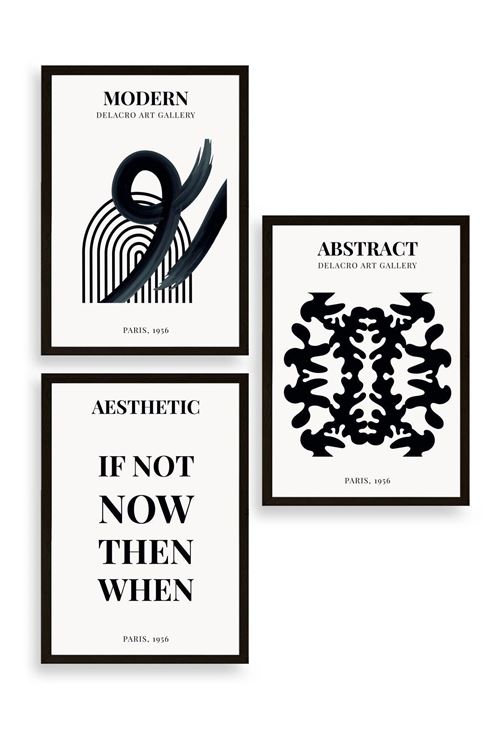 Modern Üçlü Ahşap Çerçeveli Tablo 23 x 30