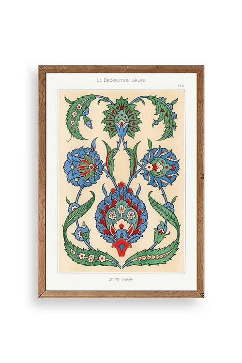 Çini Motif Pano Ahşap Çerçeveli Tablo 50 x 70