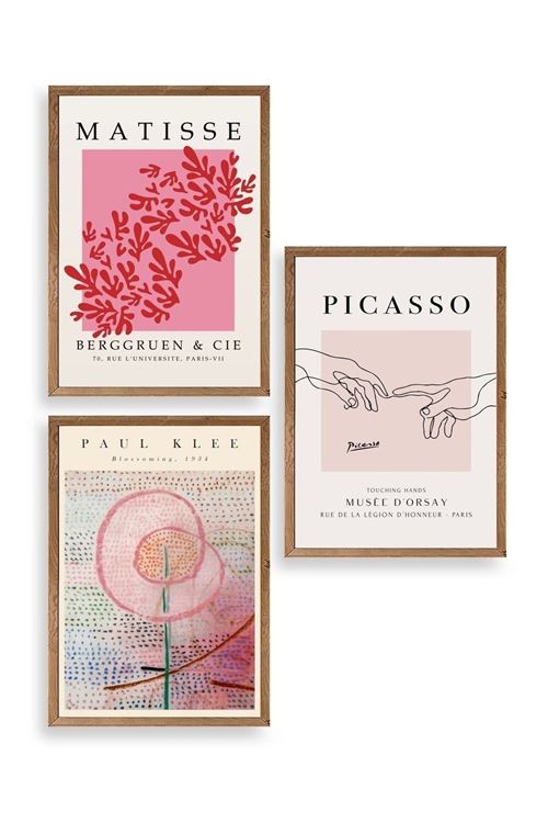 Ünlü Tablolar Üçlü Ahşap Çerçeveli Tablo 40 x 60