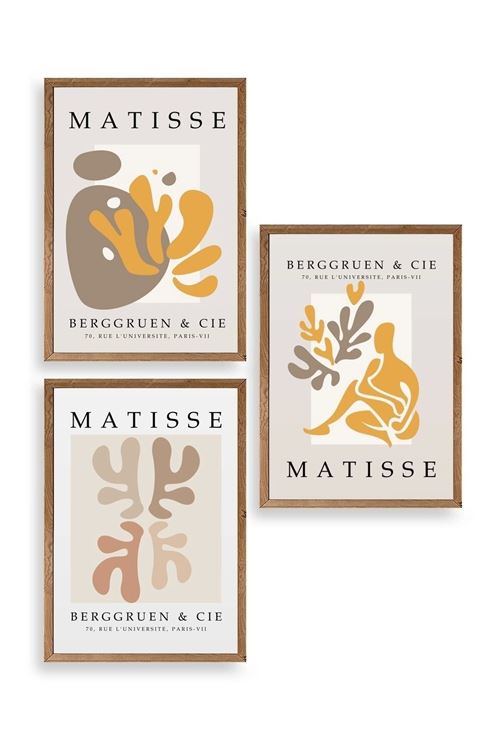 Matisse Üçlü Ahşap Çerçeveli Tablo 50 x 70