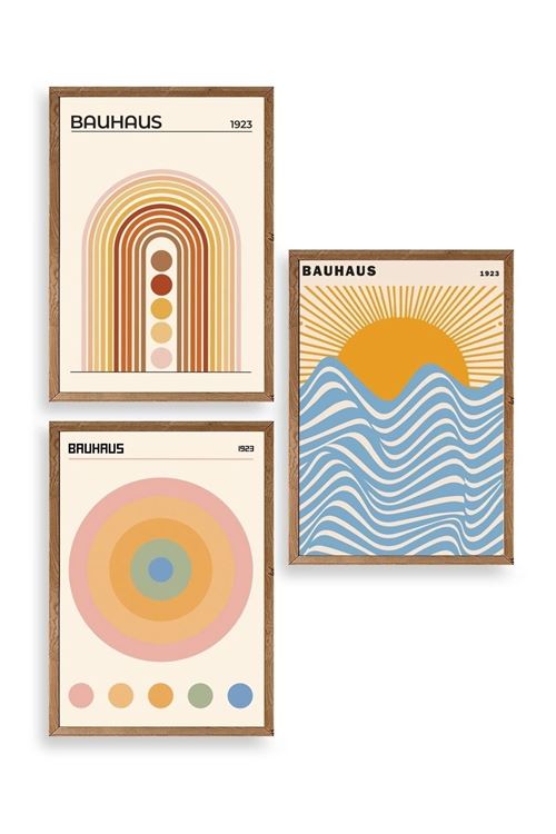 Bauhaus Üçlü Ahşap Çerçeveli Tablo 40 x 60
