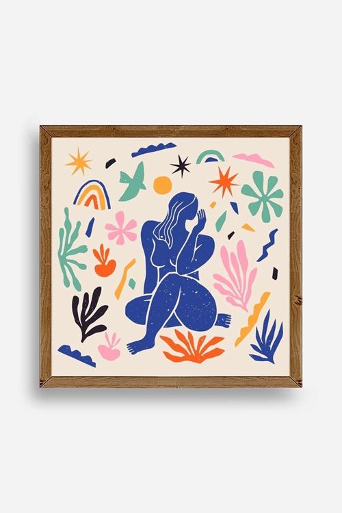 Kadın Ahşap Çerçeveli Tablo 23 x 23