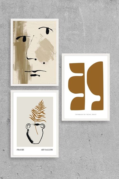 Modern Üçlü Ahşap Çerçeveli Tablo 50 x 70