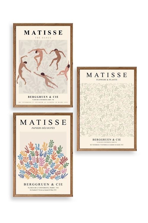 Matisse Üçlü Ahşap Çerçeveli Tablo 50 x 70