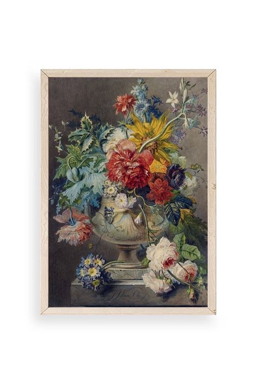 Vazodaki Çiçek Buketi Ahşap Çerçeveli Tablo 50 x 70